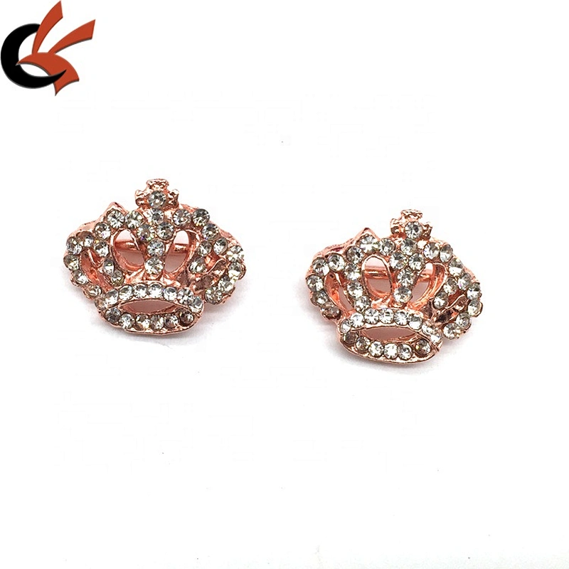 Factory Wholesale Cheap Price Mini Crown Shaped Button Mitil Color Metal Plating Shank Buckle For DIY Garment