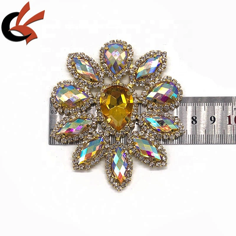 beautiful yellow AB crystal diamante rhinestone appliques embellishment