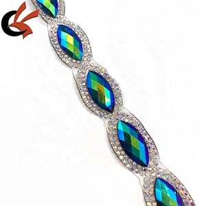 Mesh Banding Glass Trim Iron On Hot Fix Trimming For Carnival dress Decoration Rhinestone Transfer
