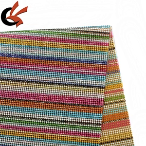 Bling Rainbow colors hot fix crystal mesh iron on rhinestone sheet