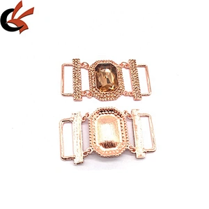 Custom Women Dress and Bikini Accessories Fashion Rhinestone Square Bikini Connector Metal Belt Buckle