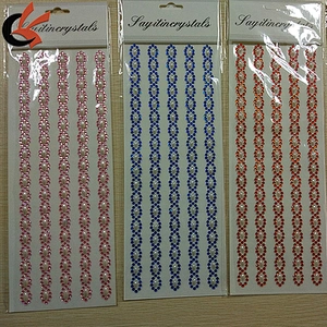 Custom Self Adhesive pearl rhinestone gems sticker for Craft decorative Border Trim