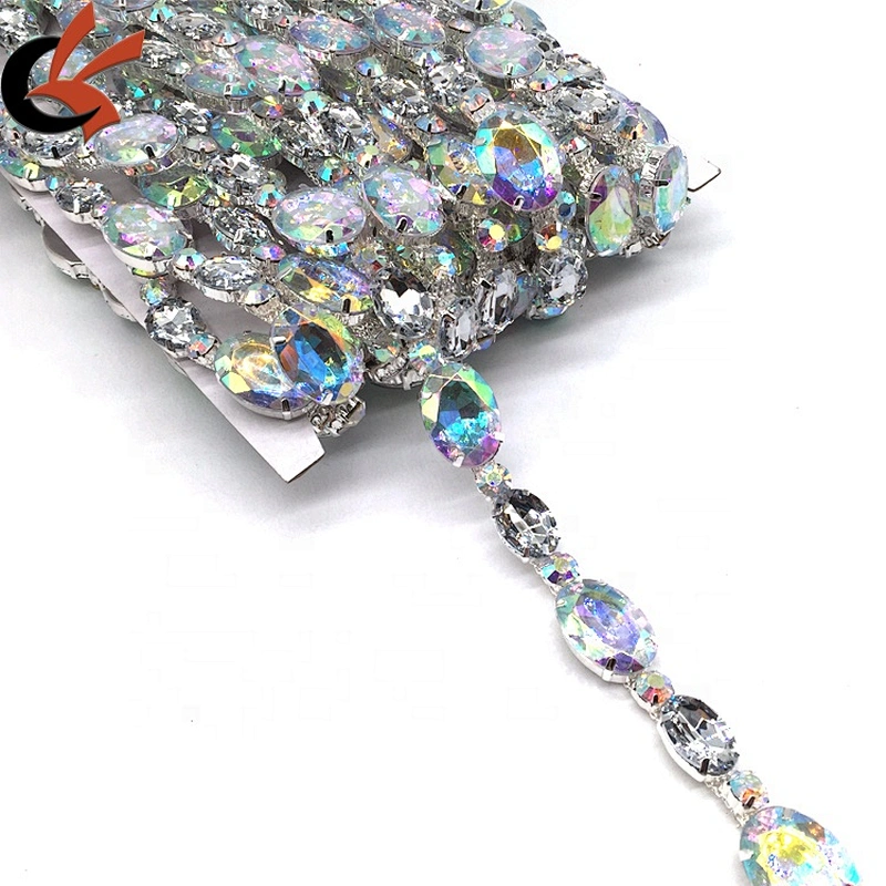 Making Garment Dress Decoration Rhinestone Trim AB Strass Silver Rhinestone Trim