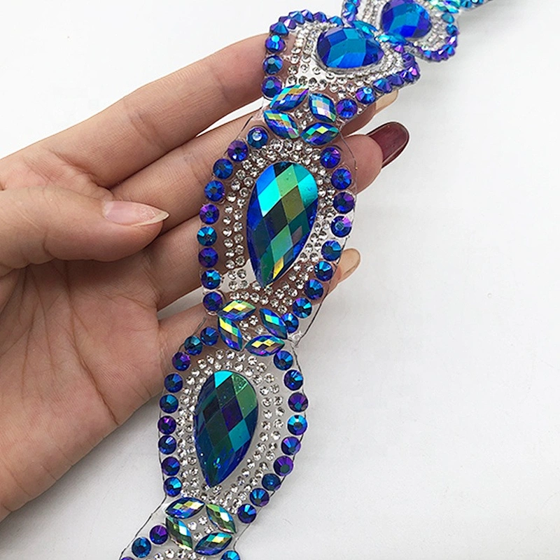 Customized new design Carnival Dress Decorative Hot Fix Resin Rhinestone Trimming Motif Wholesale