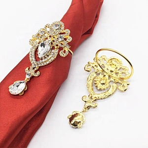 Custom Rhinestone Folding Design Gold Plated Elegant Crystal Jewelry Rhinestone Napkin Ring