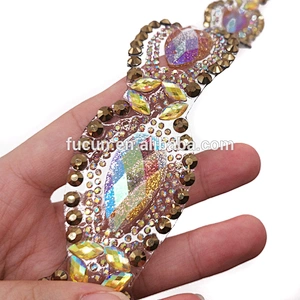 Wholesale Iron On Glitter AB Resin Rhinestone Appliques Trimming