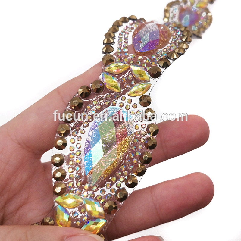 Wholesale Iron On Glitter AB Resin Rhinestone Appliques Trimming