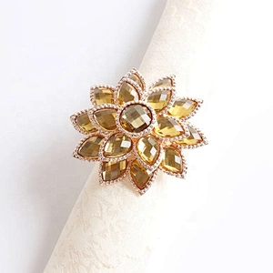 Wholesale Tablescape Champaign Gold Rhinestone Wedding Acrylic Napkin Ring