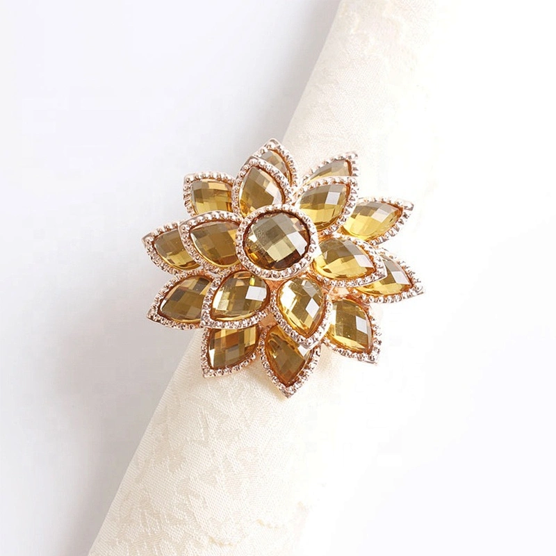 Wholesale Tablescape Champaign Gold Rhinestone Wedding Acrylic Napkin Ring