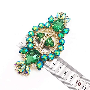 Wholesale fashion rhinestone resin applique trim flatback green series lace applique