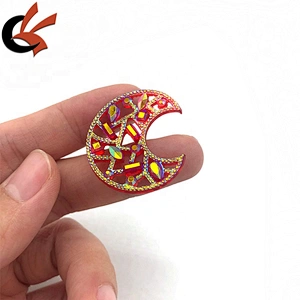 Unique Crescent Moon hollow red AB colors sew on resin rhinestones
