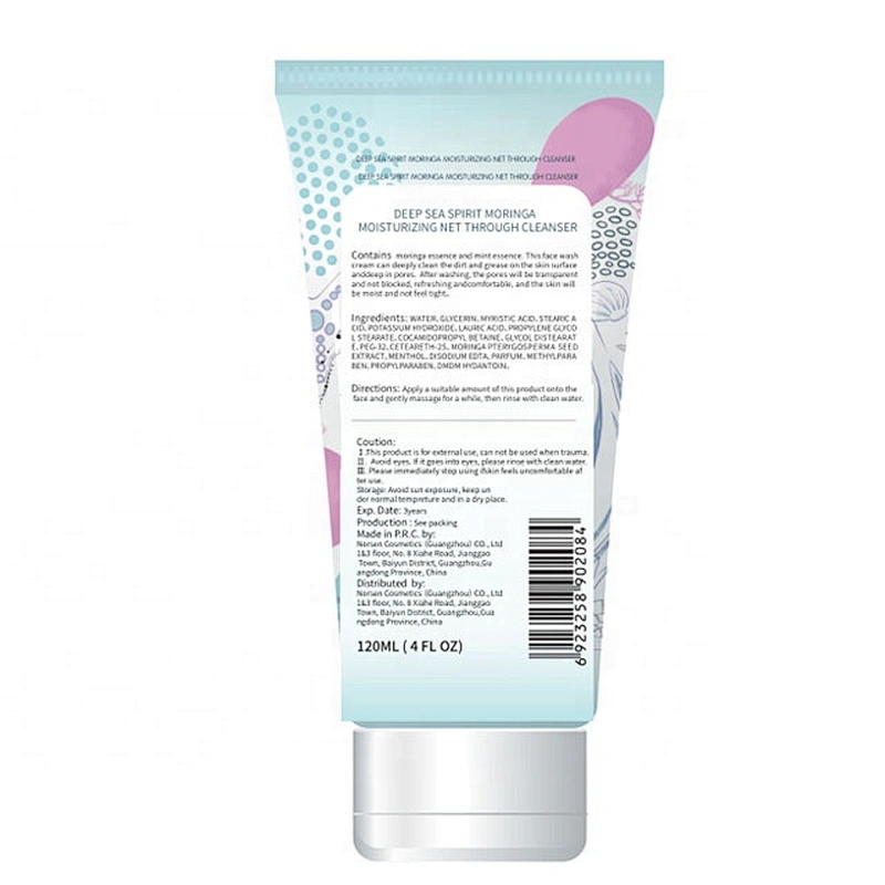 Wholesale Private Label Organic Deep Cleansing Oil Control Sea Spirit Moringa Moisturizing Face Cleanser