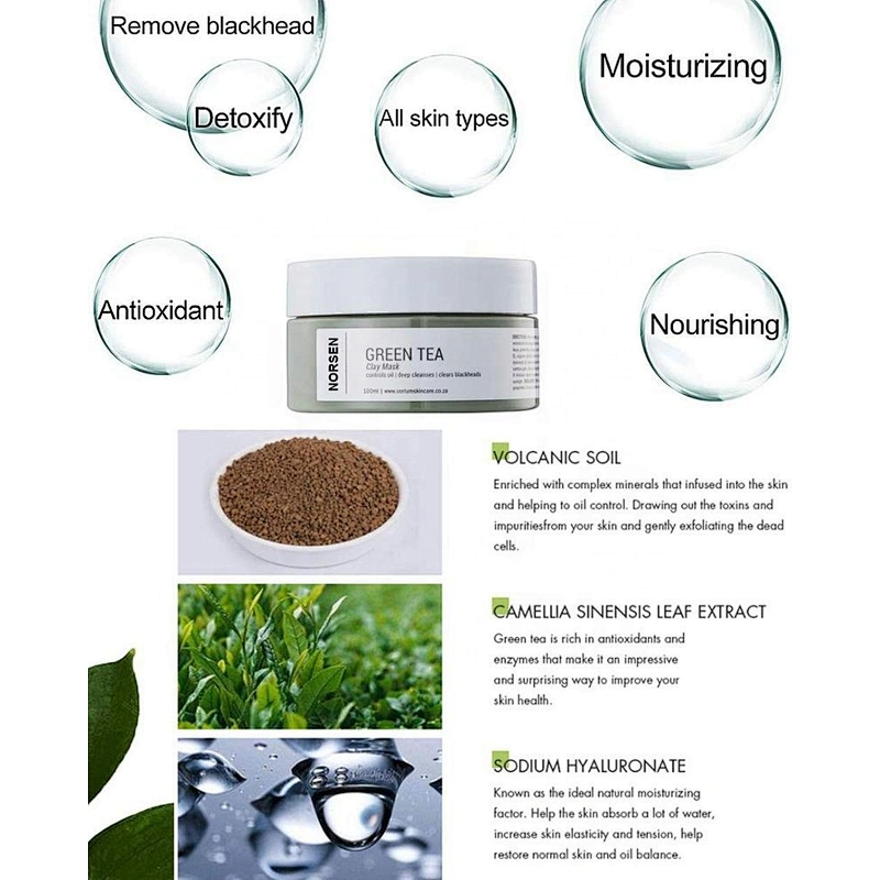 Factory Hot Selling Organic Oil Control Remove Blackhead Green Tea Clay Mask