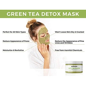 Private Label Organic Deep Pore Cleansing Green Tea Detox Mud Face Mask