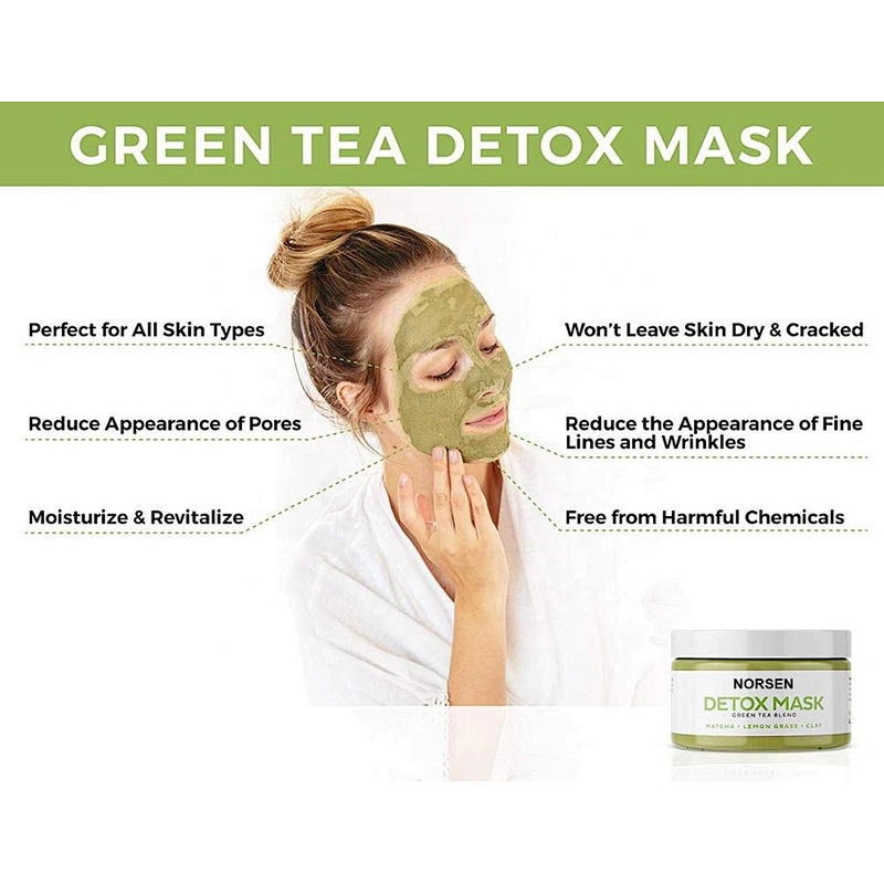 Private Label Organic Deep Pore Cleansing Green Tea Detox Mud Face Mask