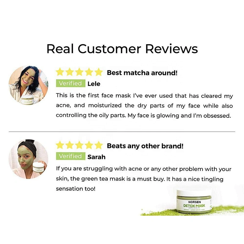 Private Label Organic Deep Pore Cleansing Green Tea Detox Mud Face Mask