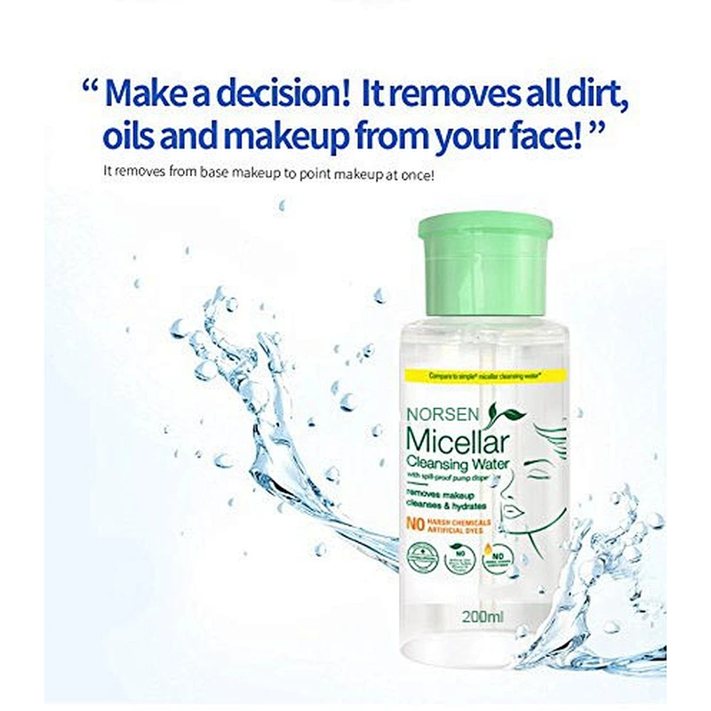Private Label 200ml Refreshing Oil Control Remover Makeup Micellar Cleansing Water
