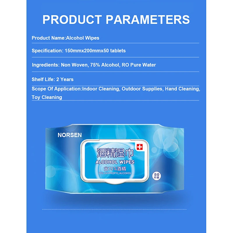 Factory Wholesale High Quality Private Label Disinfectant 75% Wet Wipes Antibacterial Alcohol