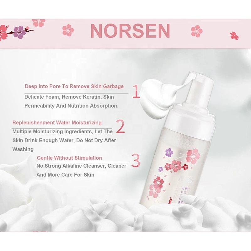 China Factory Wholesale Private Label Natural Organic Cherry Blossom Vitamin C Cleansing Mousse