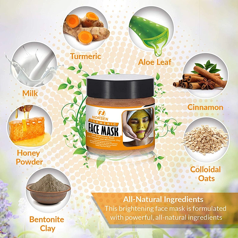 Skin Brightening Mask with Turmeric and Bentonite Clay All-Natural Face Mask for Acne Treatment Detox