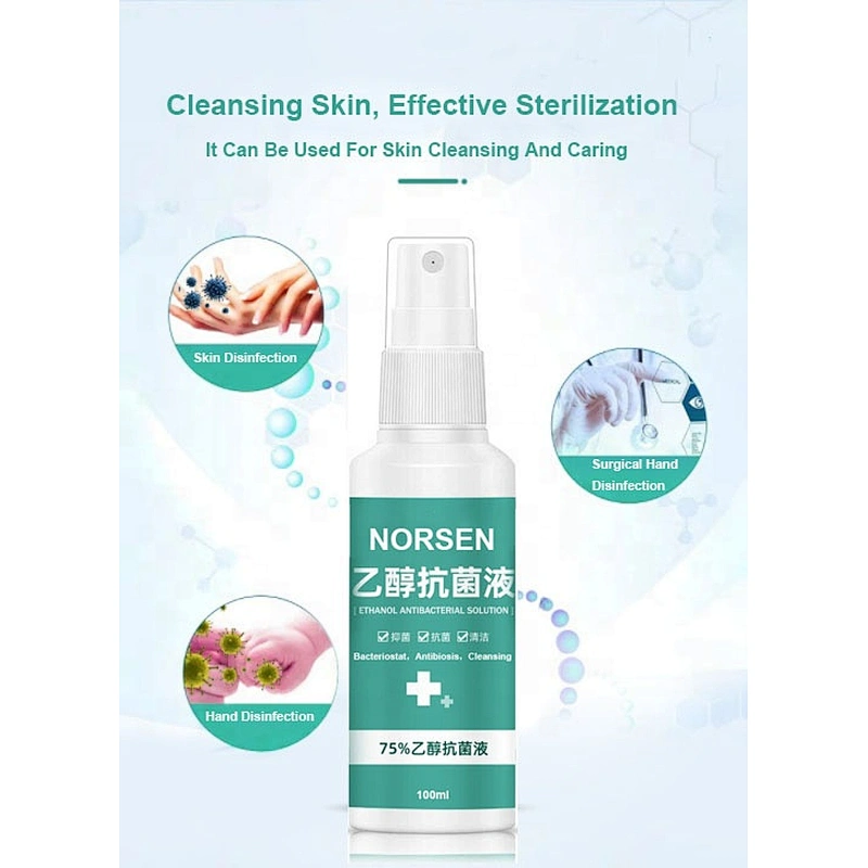 Wholesale 100ml free hand liquid 75 degree ethanol antibacterial solution spray