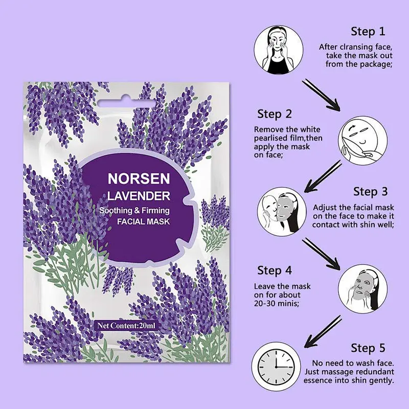 Best selling private label soothing firming lavender facial mask