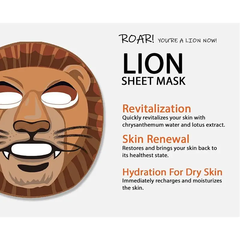 Cheap cute interesting animal lion disposable revitalizing sheet mask
