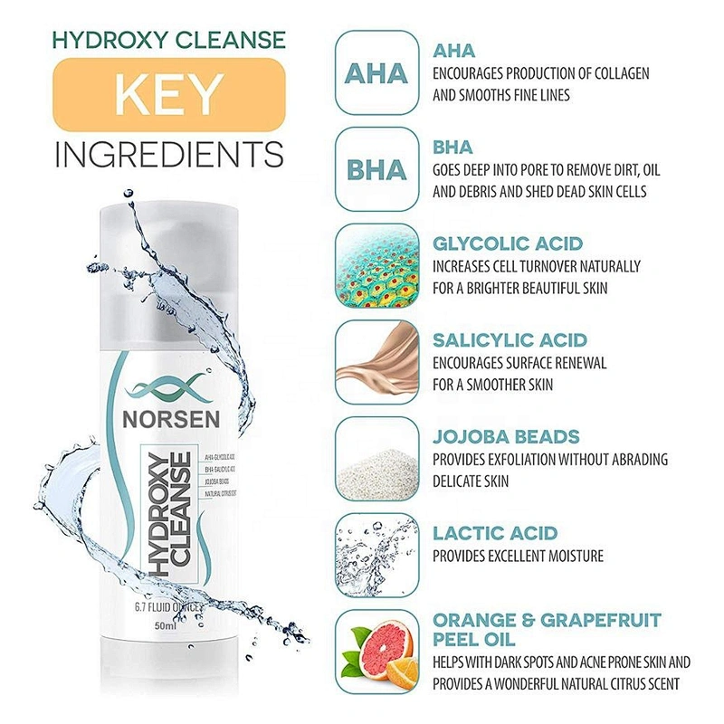 Factory Custom High Quality Organic Hydroxy Acid Facial Cleanser