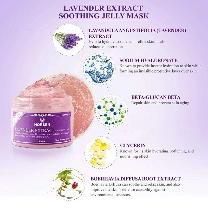 Wholesale organic 250ml Lavender Extract Soothing Jelly Face Mask