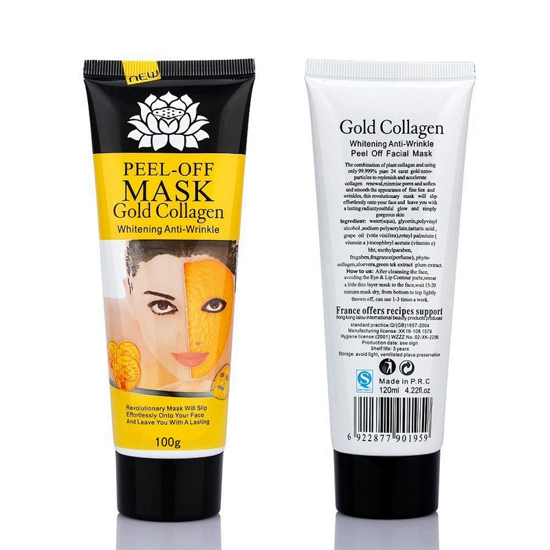 Private Label Face Care Whitening Anti Wrinkle 24k Gold Collagen Peel Off Mask