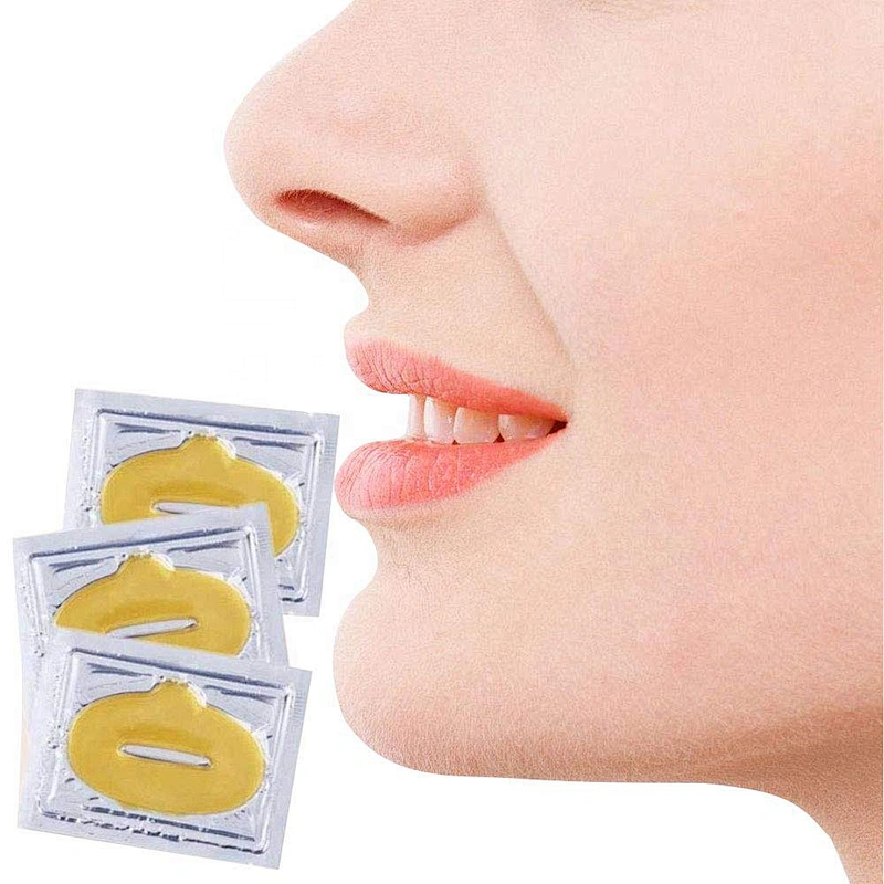Private Label 24K Gold Collagen Lip Mask For Remove Lines  Moisturizing Anti-Wrinkle Sleeping Mask Sheet Disposable