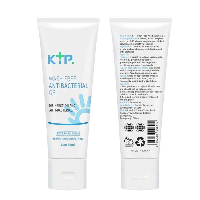 Private Label 75% 80ml Wash Free Moisturizing Antibacterial Gel Dispenser Alcohol Hand Sanitizer