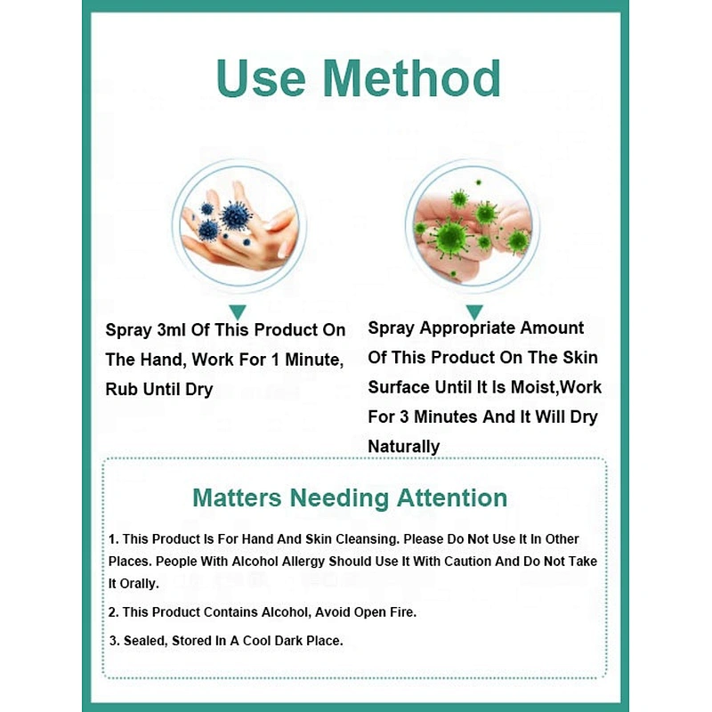 Wholesale 100ml free hand liquid 75 degree ethanol antibacterial solution spray