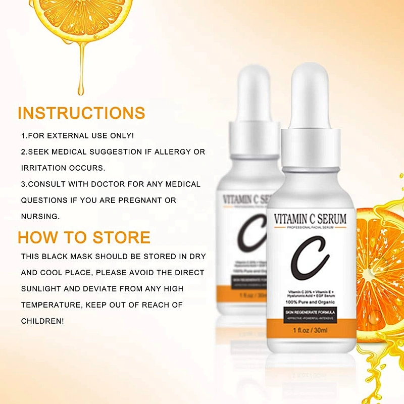 Private Label Natural Organic 20% Vitamin C Anti Aging Wrinkles Vitamin C Serum
