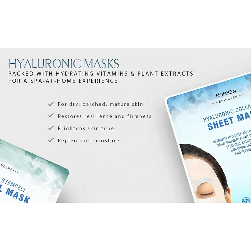 Private Label Organic Moisturizing Anti Aging Hyaluronic Collagen Sheet Face Mask