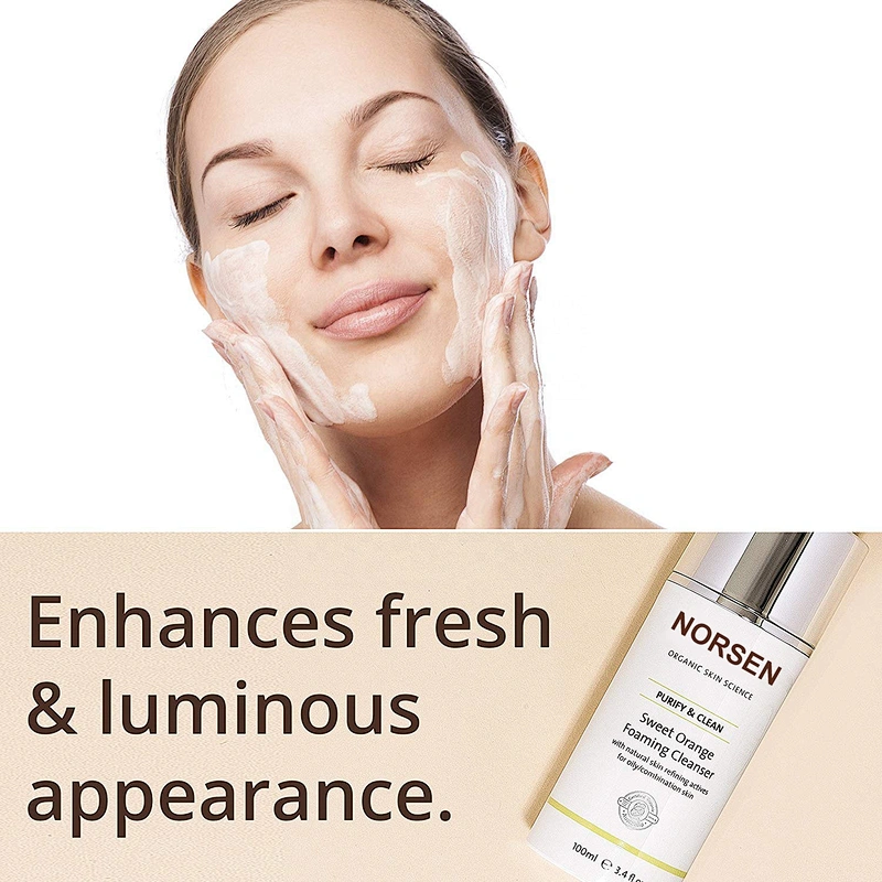 Private Label Natural Organic Acne Treatment Sweet Orange Foaming Cleanser