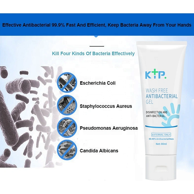 High Quality 80ml 75% Alcohol Kill 99.99% Germs Hand Sanitizer Dispenser KTP Wash Free Antibacterial Gel