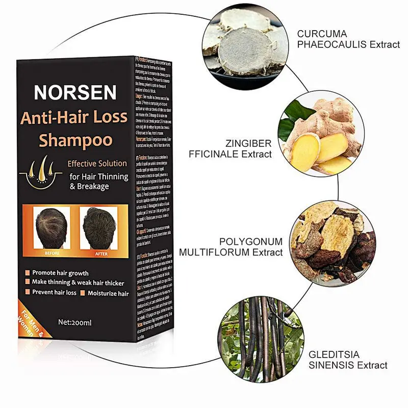 Natural Organic Plant Anti-Hair Loss Shampoo for Thinning Hair
