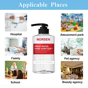 Hot Sales 500ml 75% Alcohol Fresh Water Hand Sanitizer Antibacterial Gel Kill 99.99% Of Germs