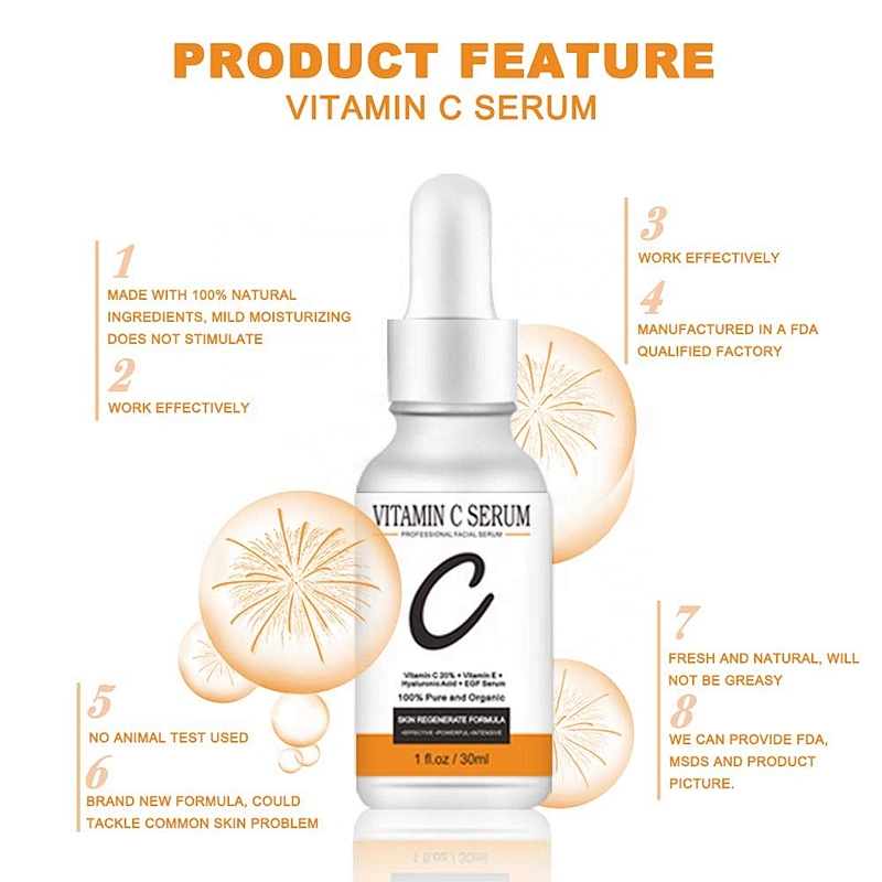 Private Label Natural Organic 20% Vitamin C Anti Aging Wrinkles Vitamin C Serum