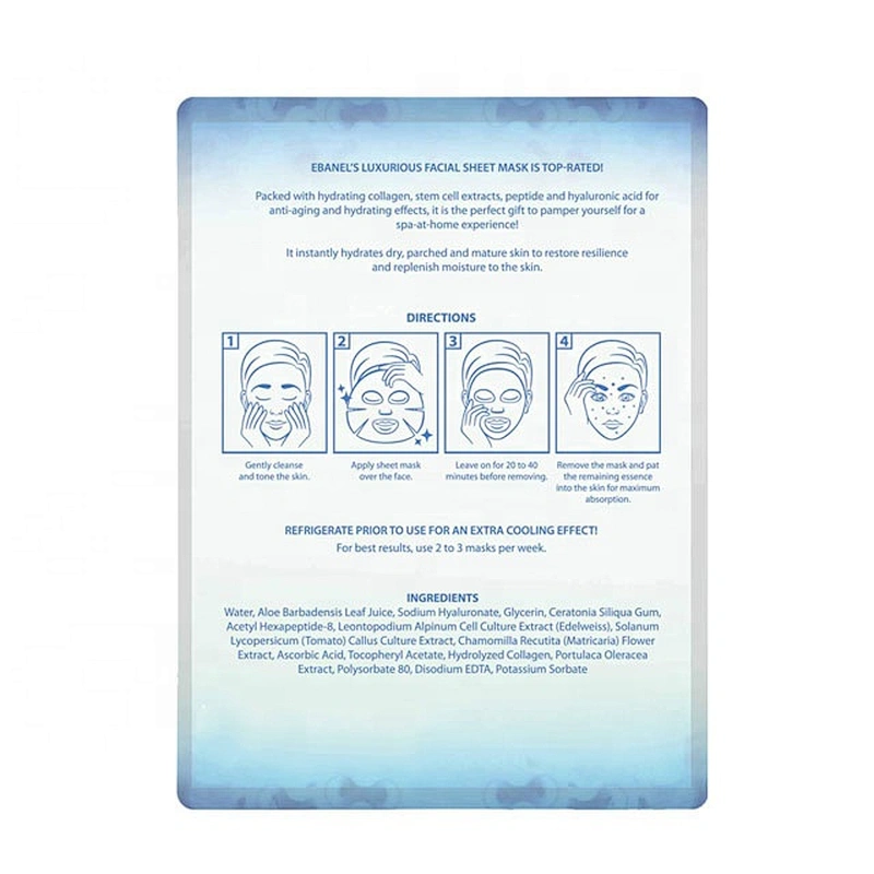 Private Label Organic Moisturizing Anti Aging Hyaluronic Collagen Sheet Face Mask