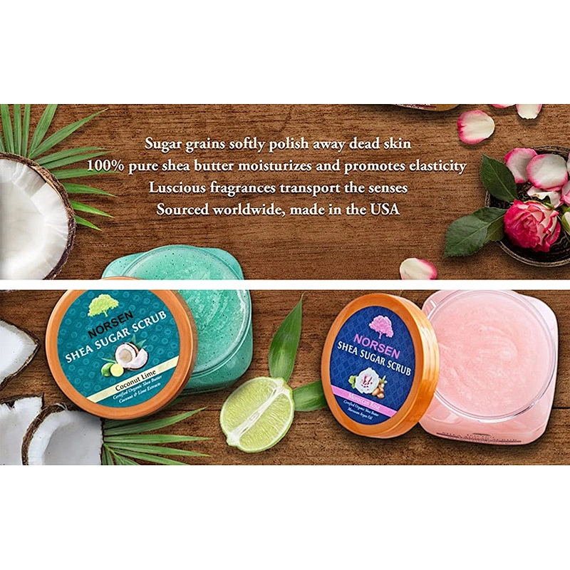 Hot Selling Private Label Organic Hydrating Exfoliating Shea Sugar Scrub Jars