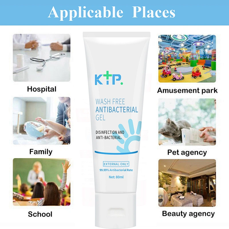 High Quality 80ml 75% Alcohol Kill 99.99% Germs Hand Sanitizer Dispenser KTP Wash Free Antibacterial Gel