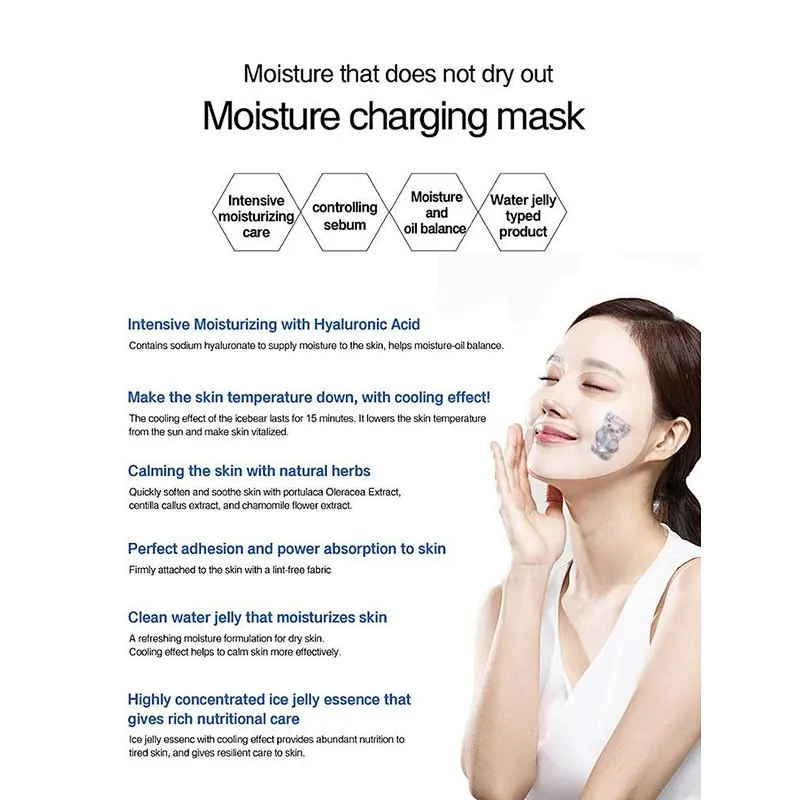 Wholesale anti aging anti wrinkle ice bear hyaluronic facial mask