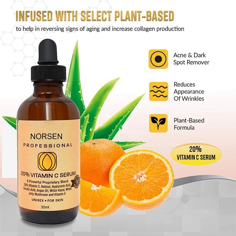 Private Label Natural Organic Skin Care Anti Aging Moisturizing  Vitamin C Serum