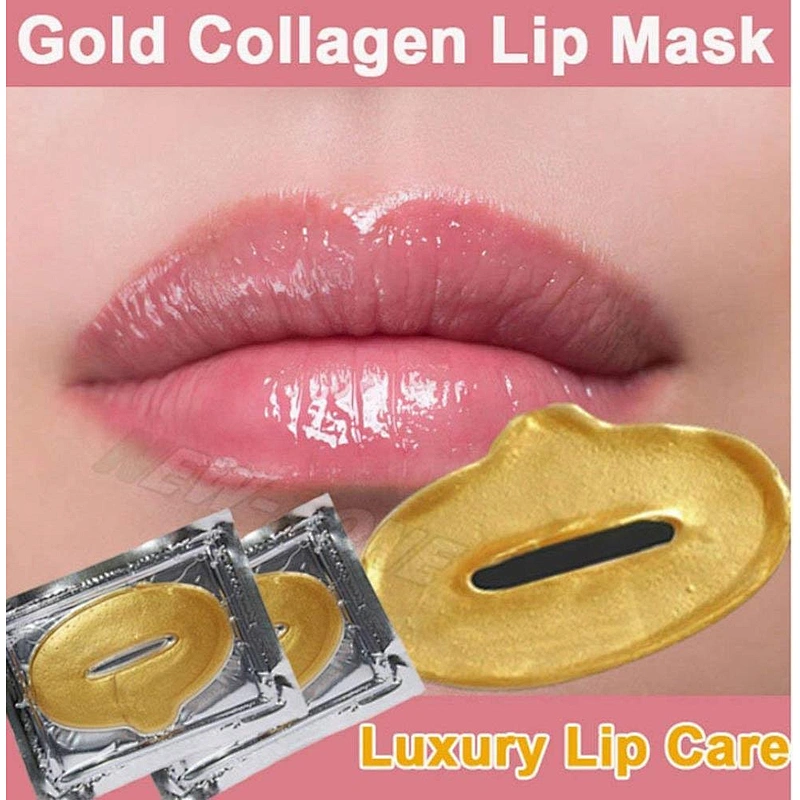 Private Label 24K Gold Collagen Lip Mask For Remove Lines  Moisturizing Anti-Wrinkle Sleeping Mask Sheet Disposable