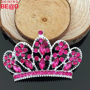 beautiful Pink Crystal Rhinestone Tiara Princess Crowns buckle for Embellishments Bridal Wedding invitation card