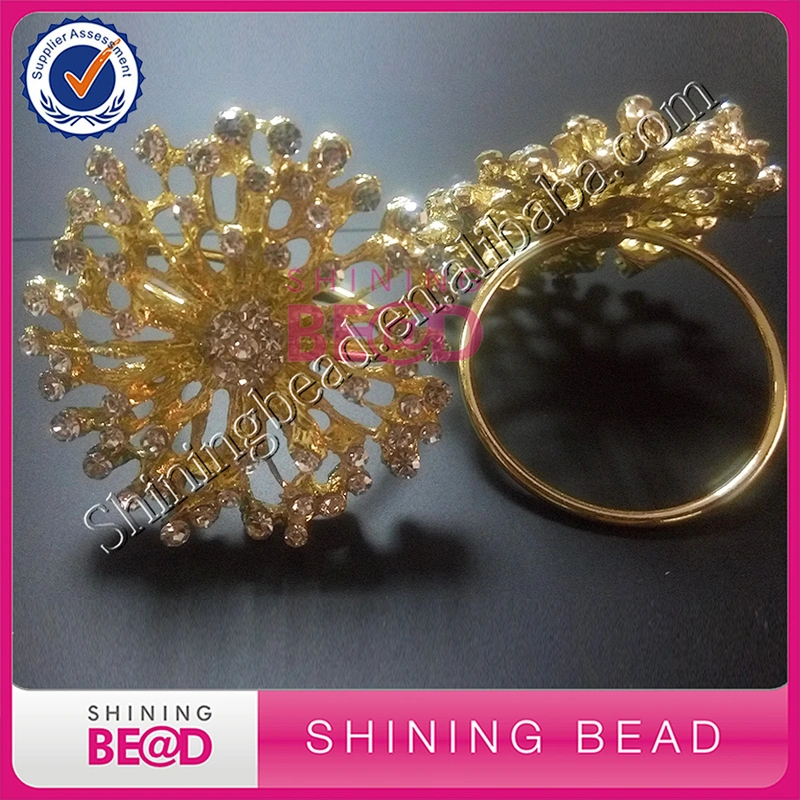 Wholesale wedding Gold Metal Crystal Rhinestone Napkin Ring