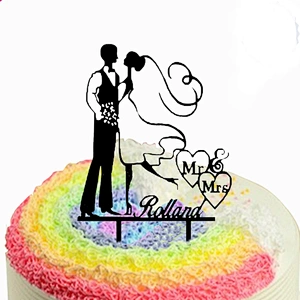 New Romantic Acrylic Cake Topper Mr Mrs Hollow Cake Accessory For Wedding Cake Topper Decoration