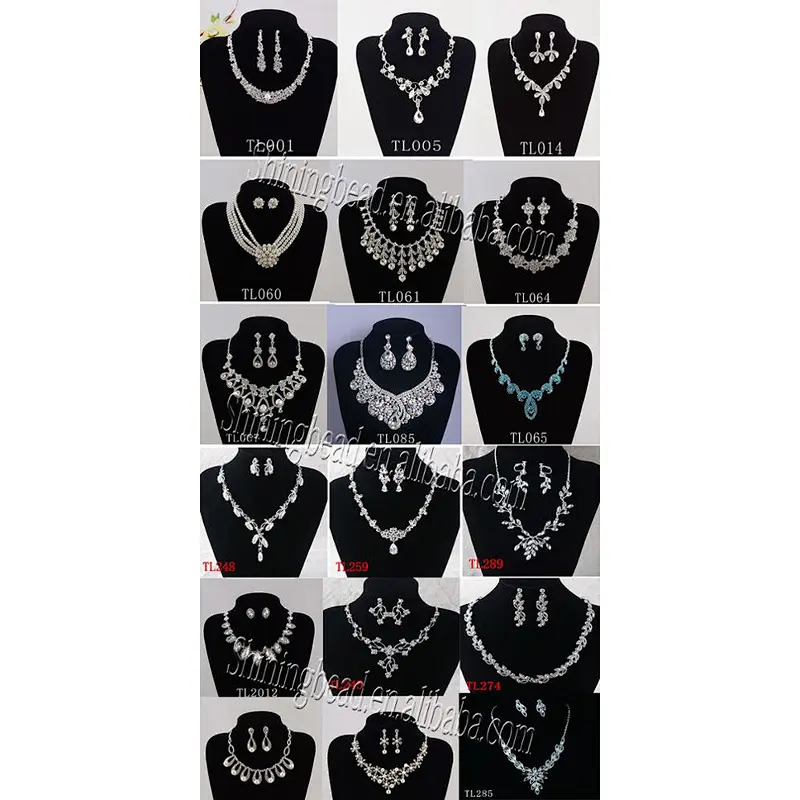 Best Selling Chandelier Bridal Necklace Earrings Set zircon wedding jewelry designs for wedding dress